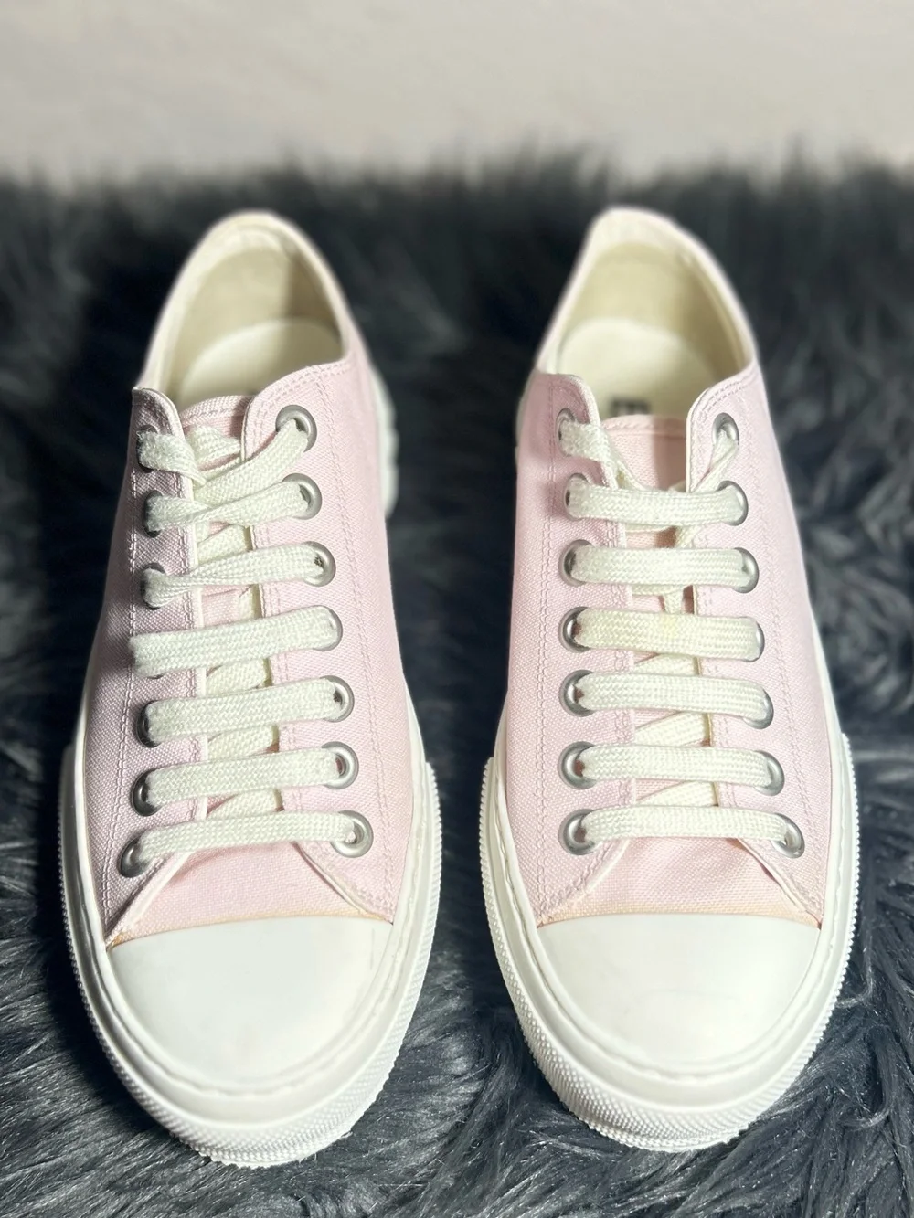 Burberry Pink Organic Cotton Low-Top Canvas Sneakers Size US 8.5 - Picture 2 of 13
